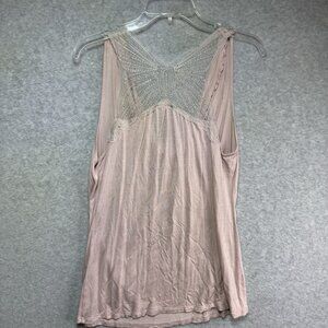 VTG Fairy Y2K Top L Butterfly Beaded Sheer Back Light Pink 2000s Juniors Rue 21